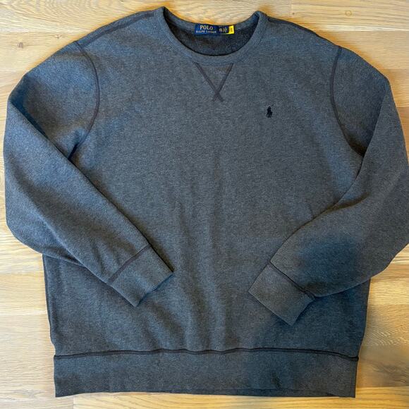 Polo Ralph Lauren Fleece Crewneck Sweatshirt Pony Logo Gray Mens Size XXL - Picture 3 of 9